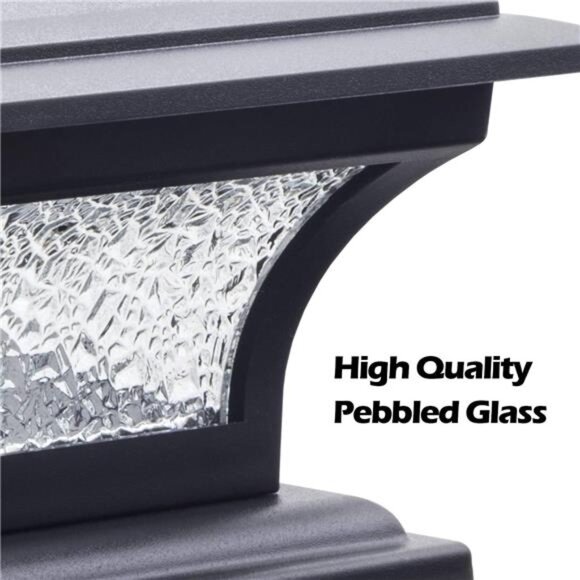 Solar Post Lights Glass LED Fence Cap Light 2 Modes for 4x4 5x5 6x6 Posts Deck - Picture 5 of 7